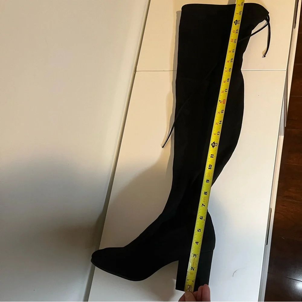 Slayer Suede Over the Knee Soft Block Heel Tie Top Boots Size 11 in black‎